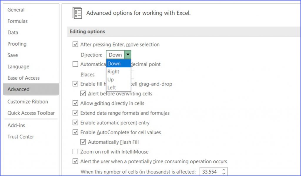 how-to-move-cursor-to-cell-below-when-pressing-enter-excelnotes