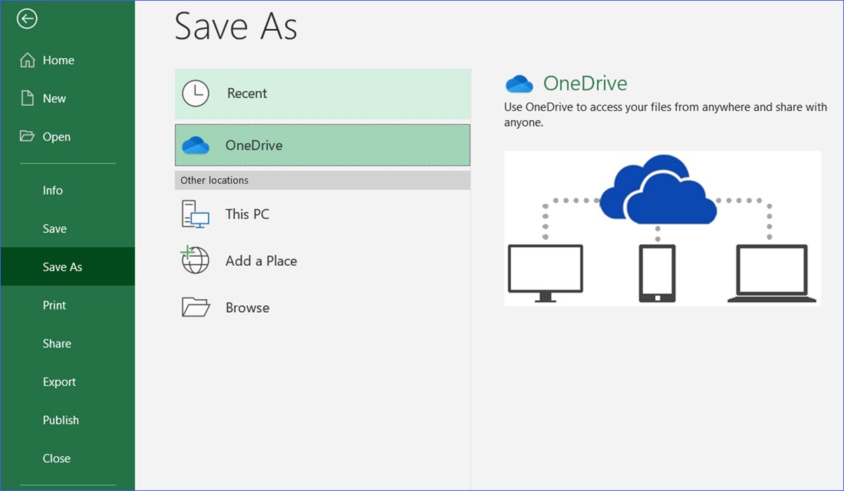 microsoft excel onedrive