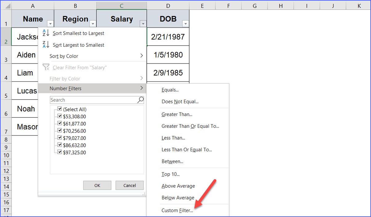How to Custom a Filter ExcelNotes