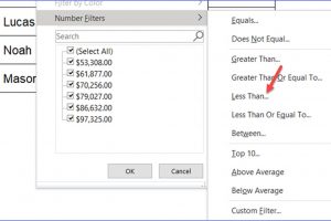 How to Filter a Data Range to Have Values Less than a Number