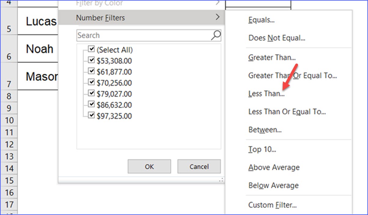 how-to-filter-a-data-range-to-have-values-less-than-a-number-excelnotes