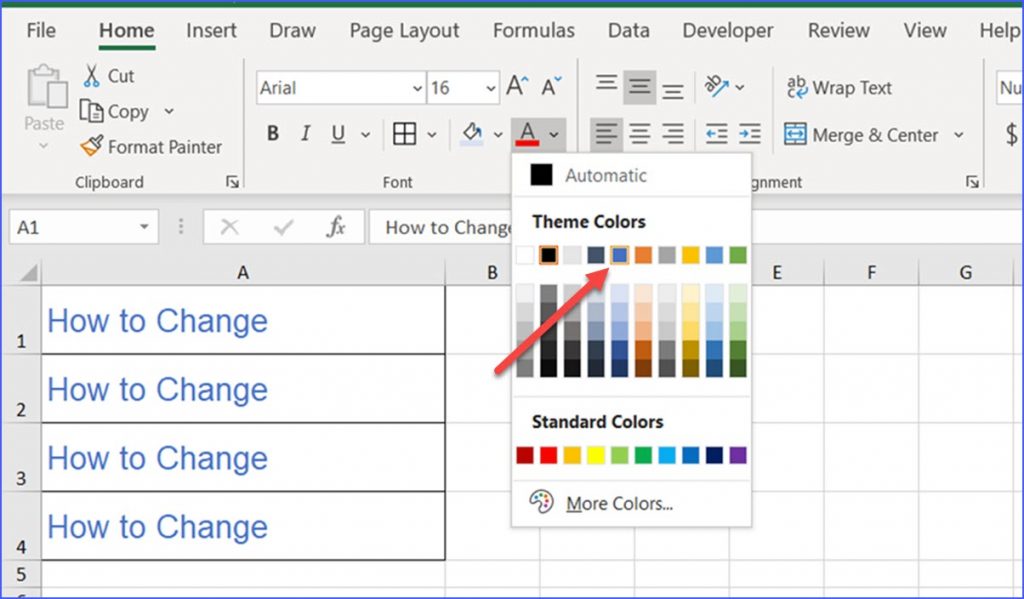How to Change Font Color - ExcelNotes