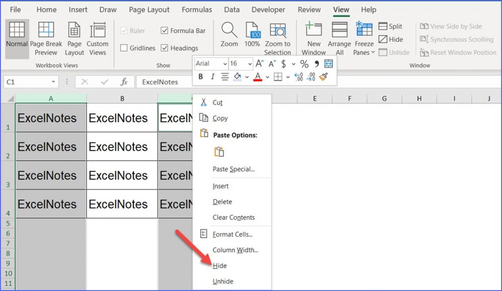 How To Hide Columns That Are Not Adjacent In Excel - Excelnotes