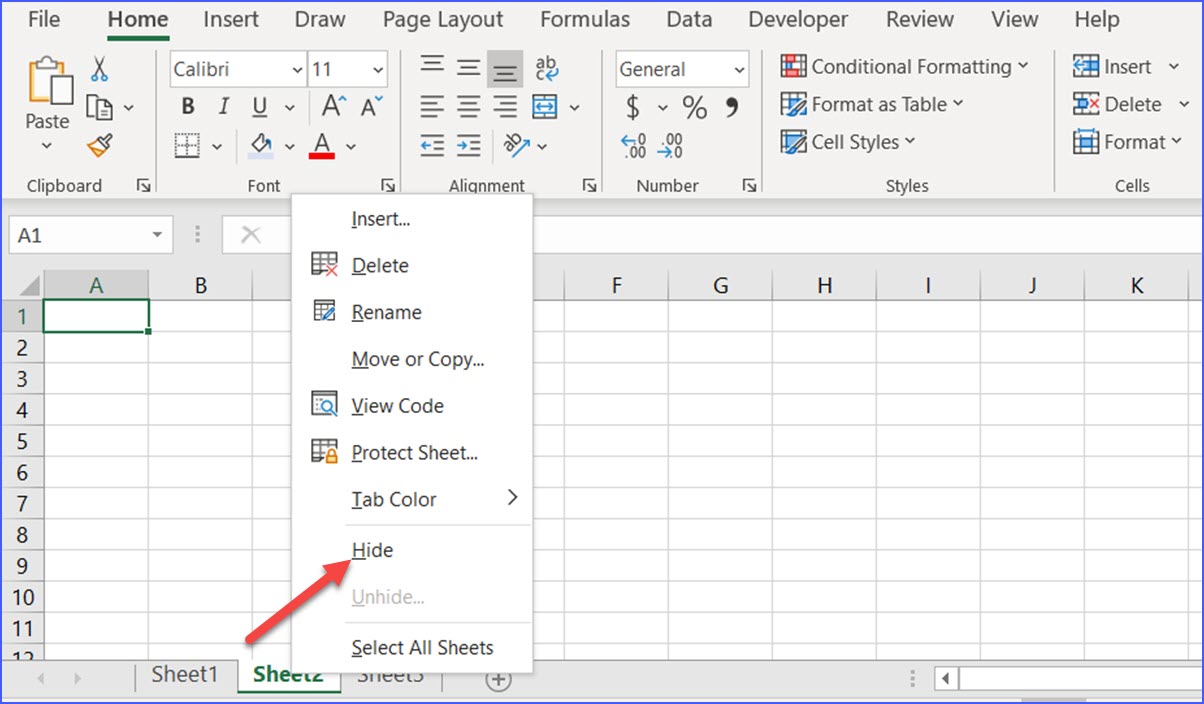 How to Hide a Worksheet - ExcelNotes