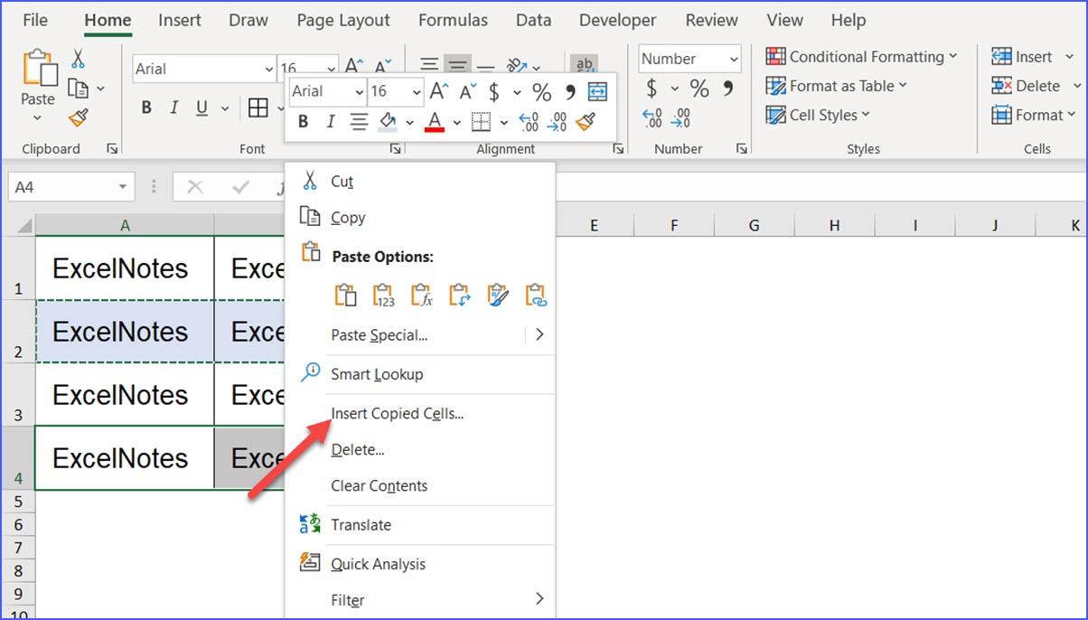 How to Insert a Row with Contents - ExcelNotes