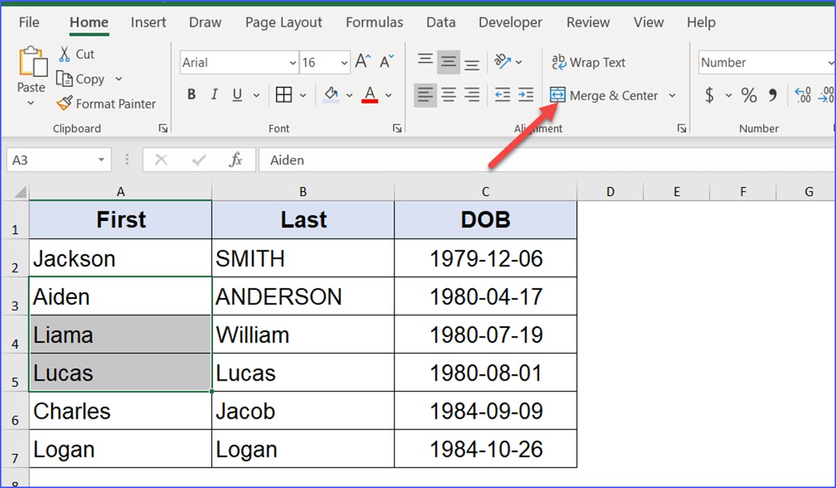 How To Merge And Center Multiple Cells