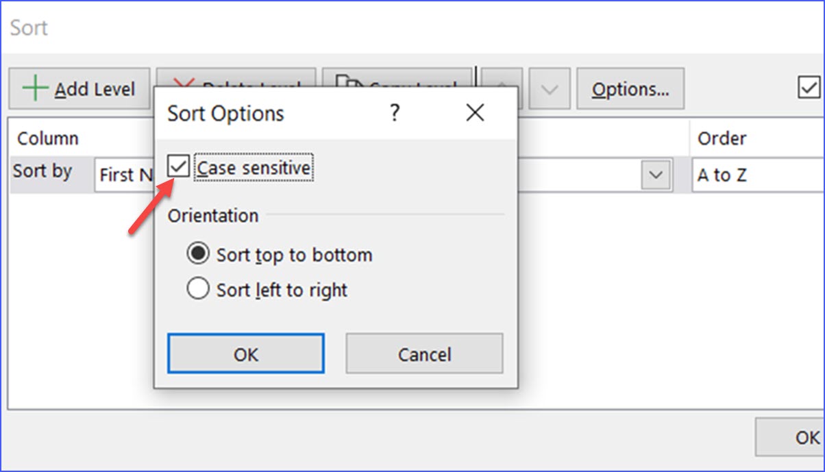 How to Sort a Column from A to Z with Case Sensitive ExcelNotes