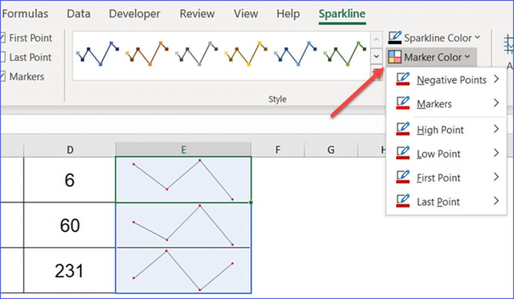 How to Have the High Point Markers ExcelNotes