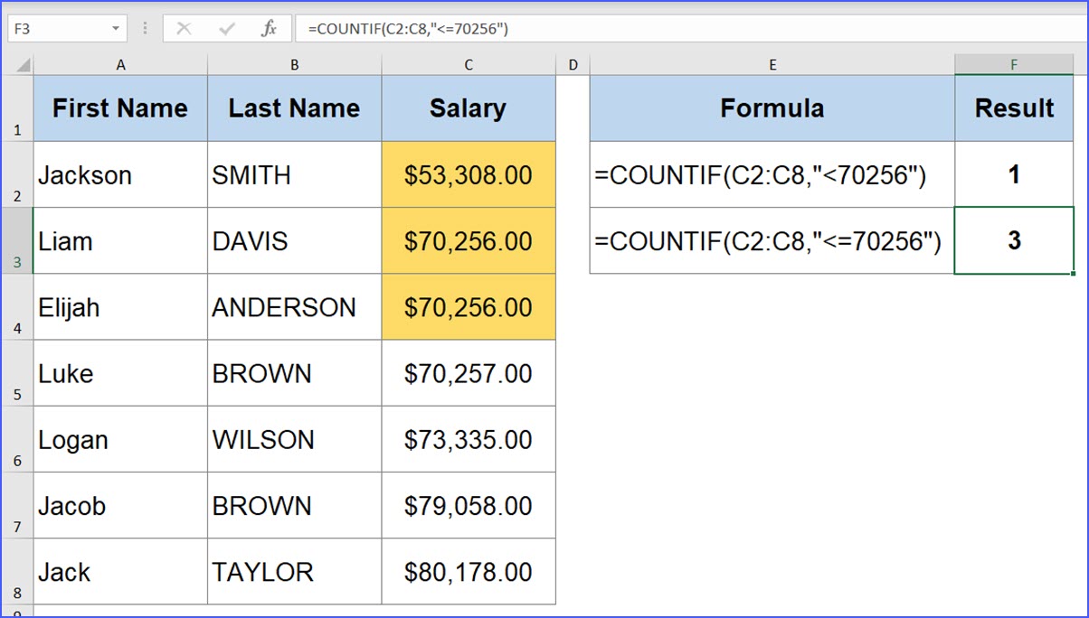 how-to-count-cells-with-values-less-than-or-equal-to-excelnotes