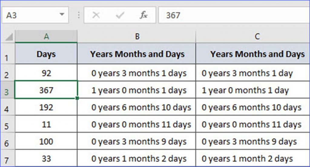 How to Convert Number of Days to Years Months and Days ExcelNotes