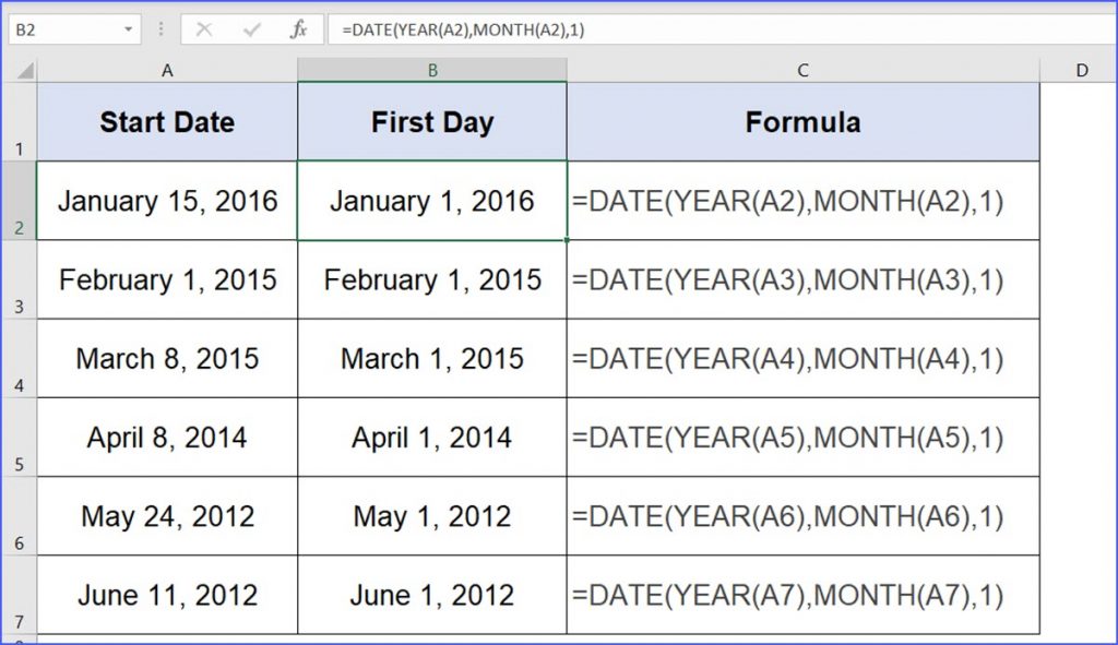 How to Calculate the First day of a Month ExcelNotes