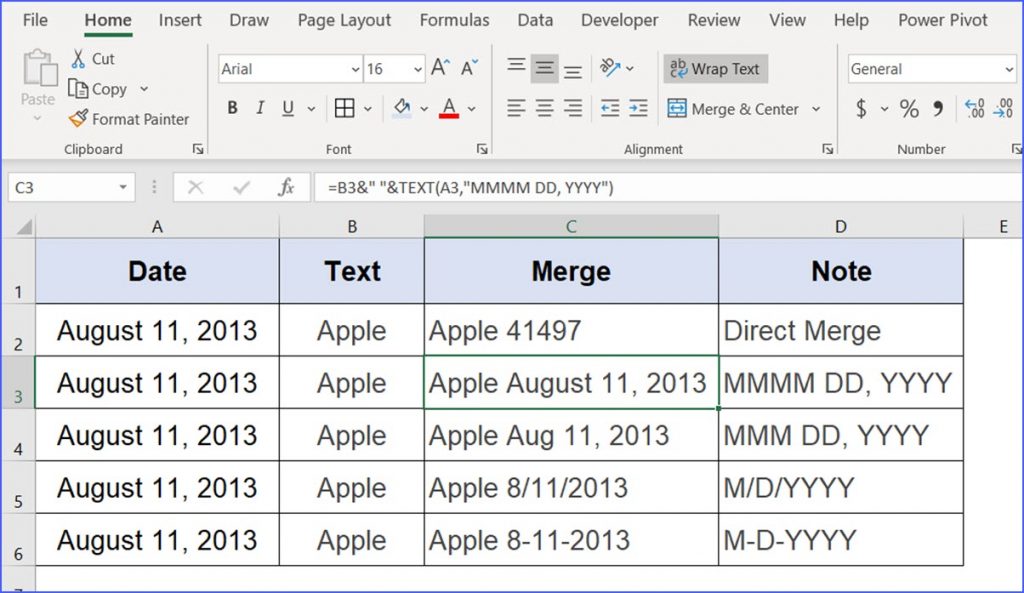 excel-combine-date-and-text-in-one-cell