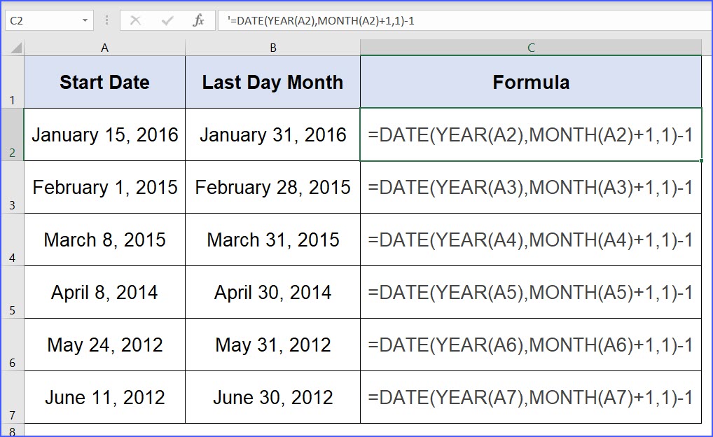 How to Calculate the Last Day of a Month - ExcelNotes