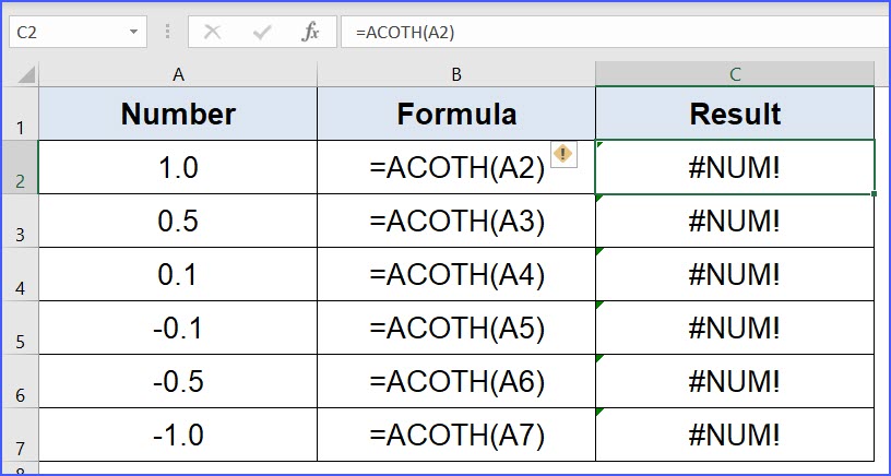 How to Use ACOTH Function - ExcelNotes