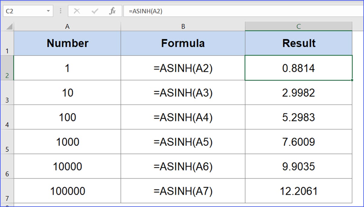 How To Use Asinh Function - Excelnotes