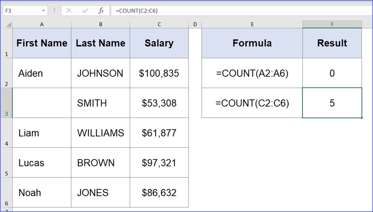 How to Use COUNT function - ExcelNotes