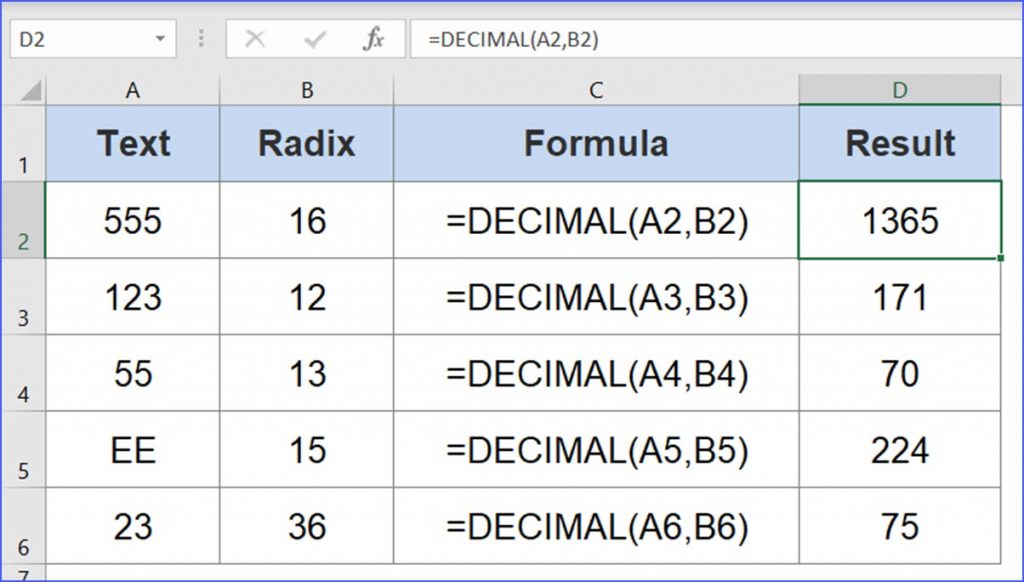How To Use Decimal Function Excelnotes 4929