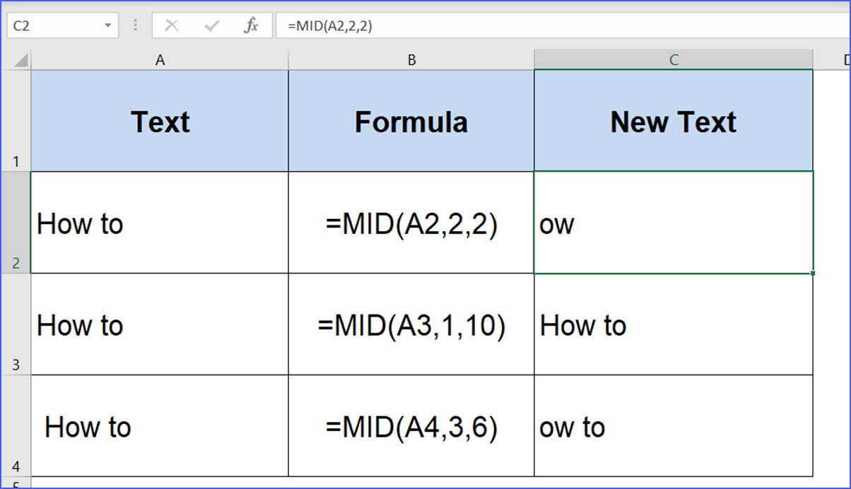 Excel Mid Function