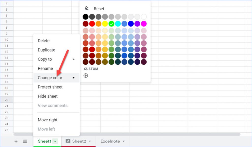 How to Change the Tab Color in Google Sheets - ExcelNotes