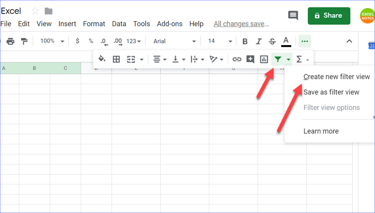 How to Create a Filter View in Google Sheets - ExcelNotes