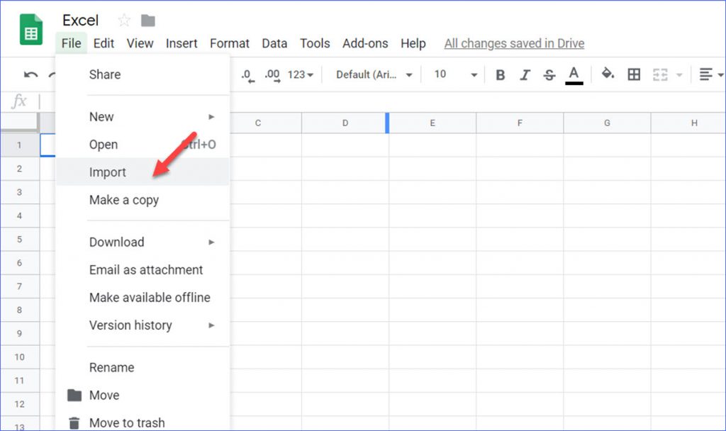 import data from google sheets to excel