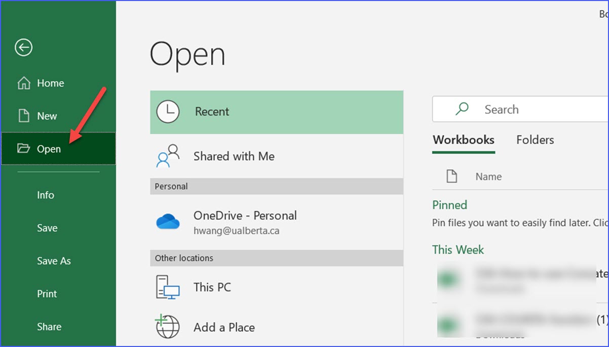 Ctrl o opens a workbook excelnotes