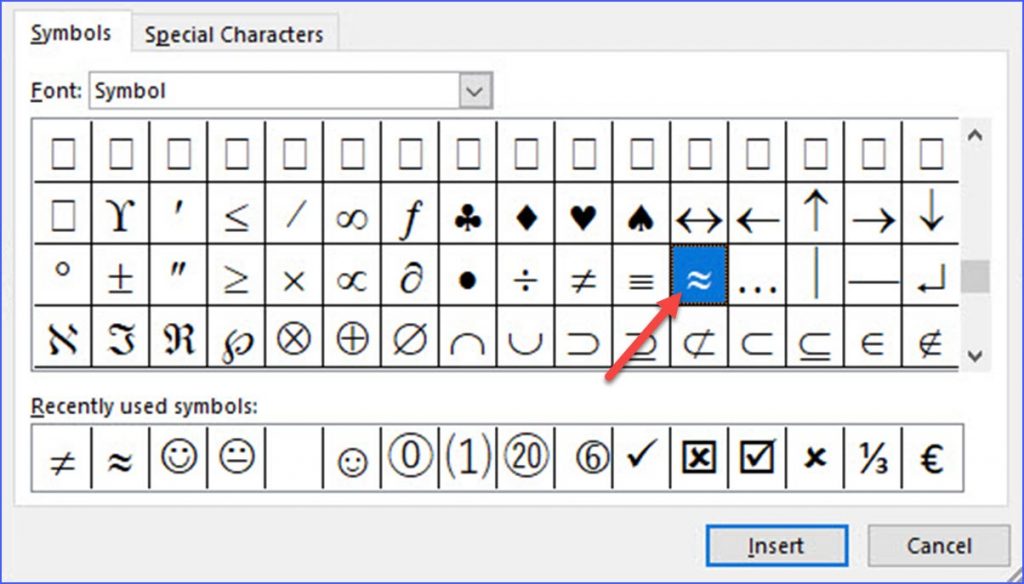 equals about symbol in word