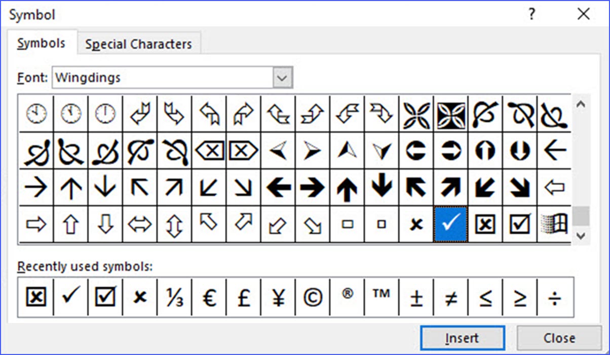 How to Insert a Check Mark or X Mark in Word - ExcelNotes