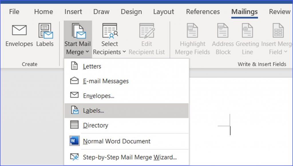 how to create multiple address labels in word