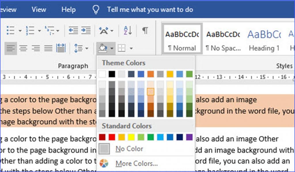 how to color background in word