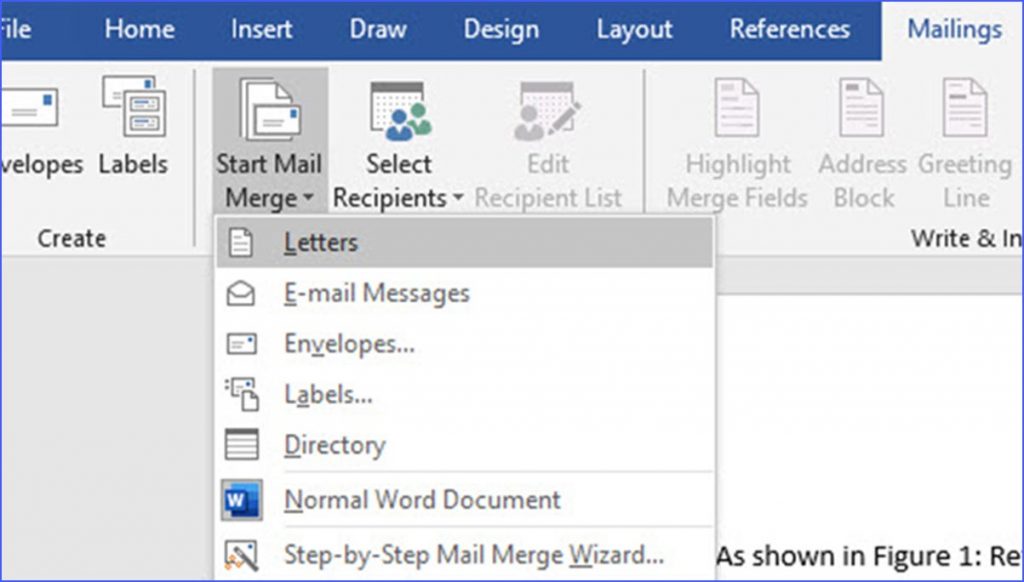 mail merge excel to word
