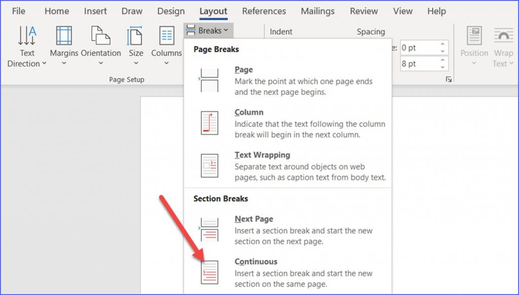 how to change orientation of one page in word 2018