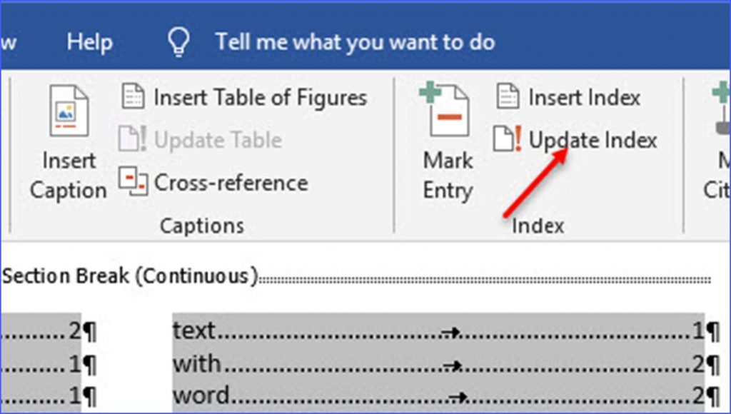 How To Automatically Update Page Numbers In Index In Word