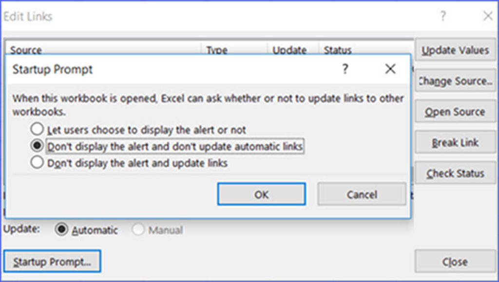 How To Disable Link Update Pop Up Message In Excel Excelnotes
