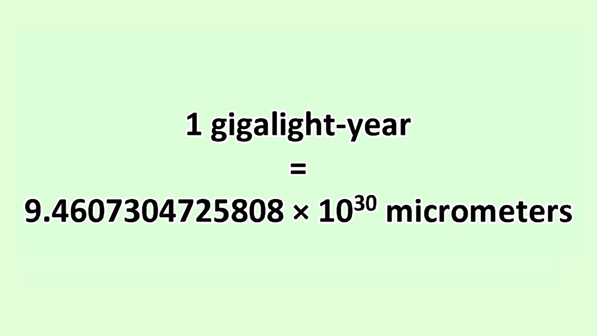 Convert Gigalightyear to Micrometer ExcelNotes