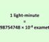 Convert Light-minute to Exameter