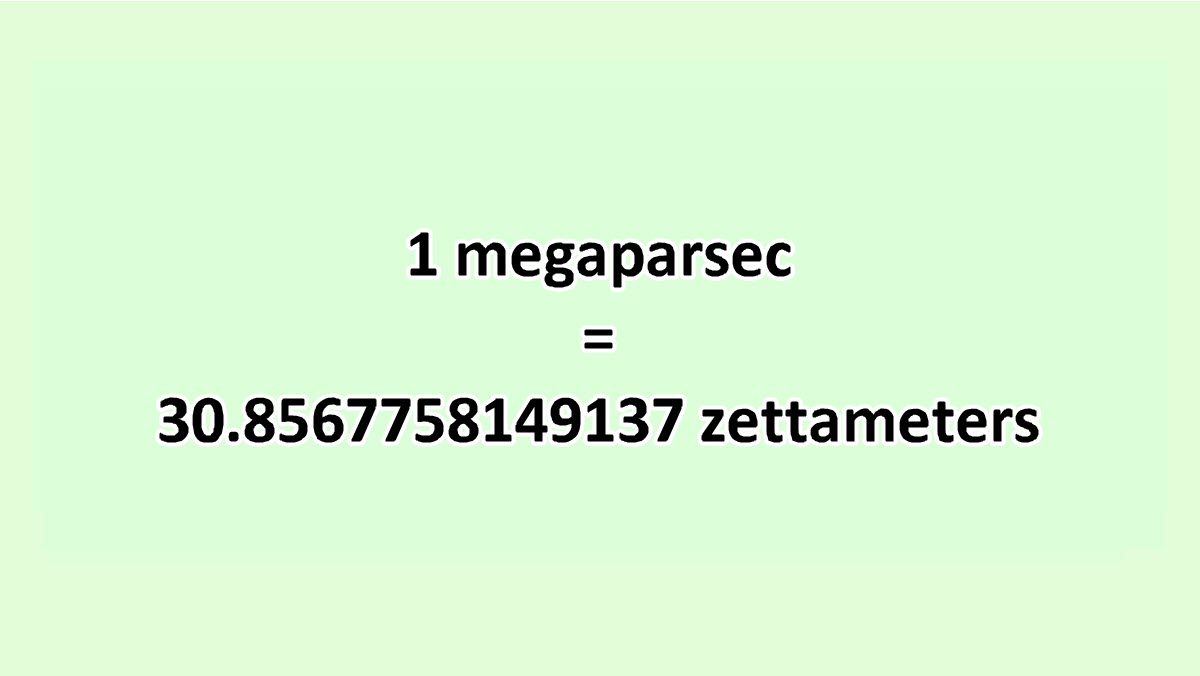Convert Megaparsec to Zettameter ExcelNotes