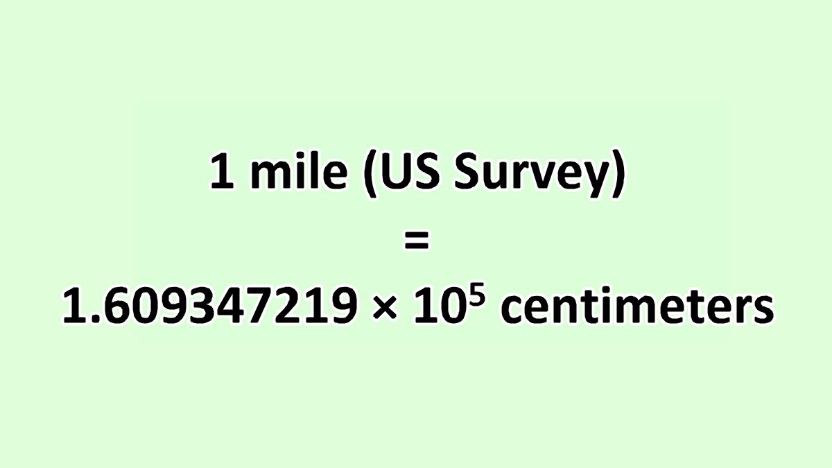 Convert Mile (US Survey) to Centimeter - ExcelNotes