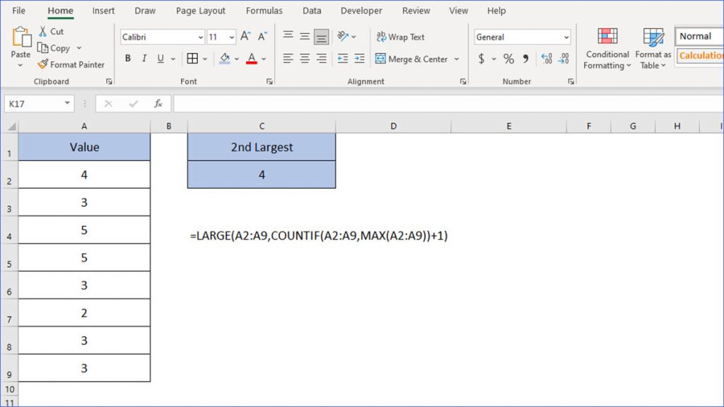 how-to-count-second-largest-value-with-duplicates-excelnotes
