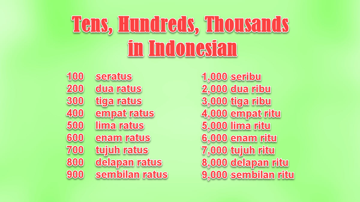Tens, Hundreds, Thousands and Millions in Indonesian ExcelNotes
