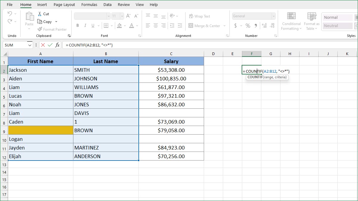 How To Count Cells With Values Only