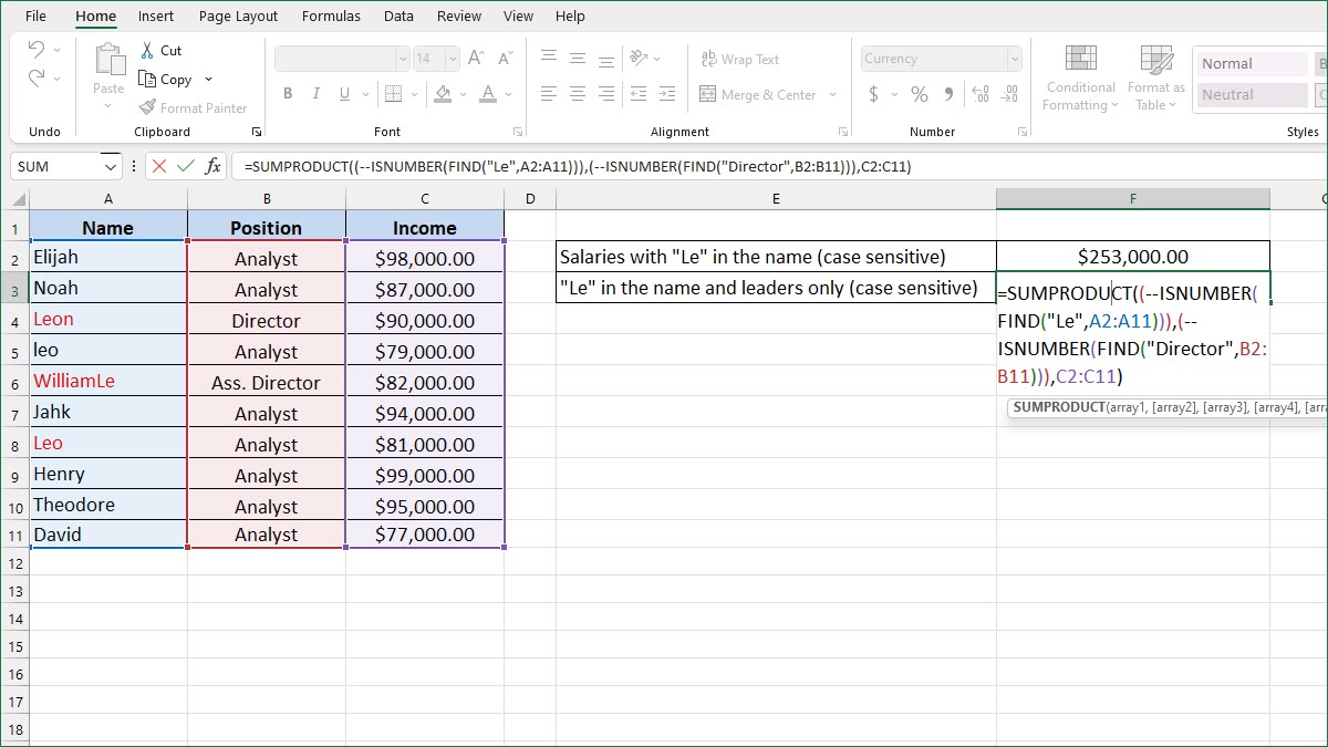 How to SUM Numbers That Contain Text (Case Sensitive) - ExcelNotes