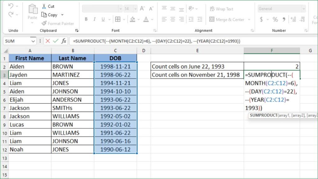 how-to-count-cells-on-a-specific-day-excelnotes