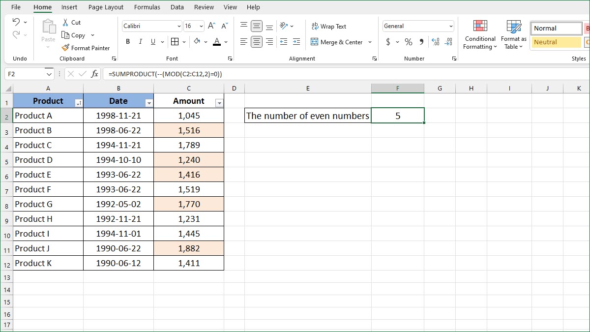 How To Count Even Numbers In Excel