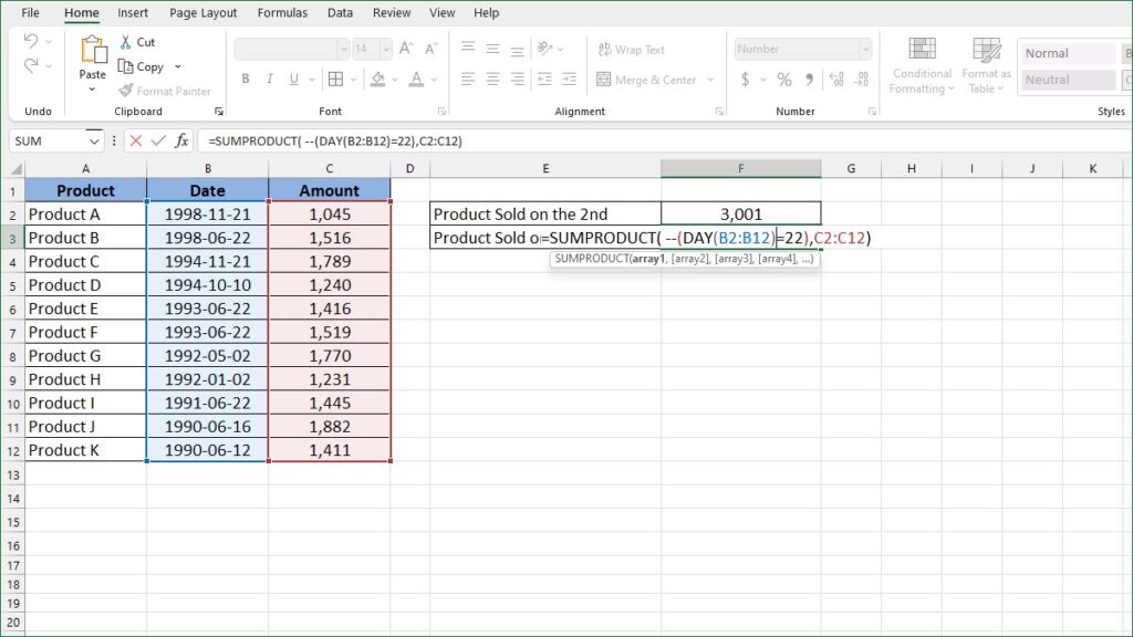 How to Sum Numbers on A Day - ExcelNotes