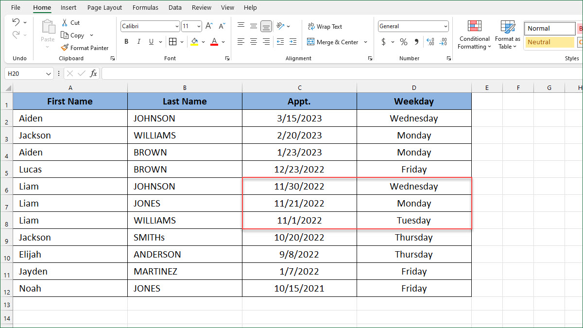 How to Count Cells Before a Weekday in a Period - ExcelNotes