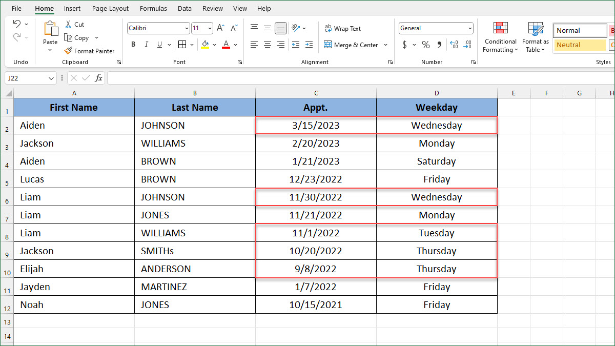 How To Count Cells Between Weekdays ExcelNotes