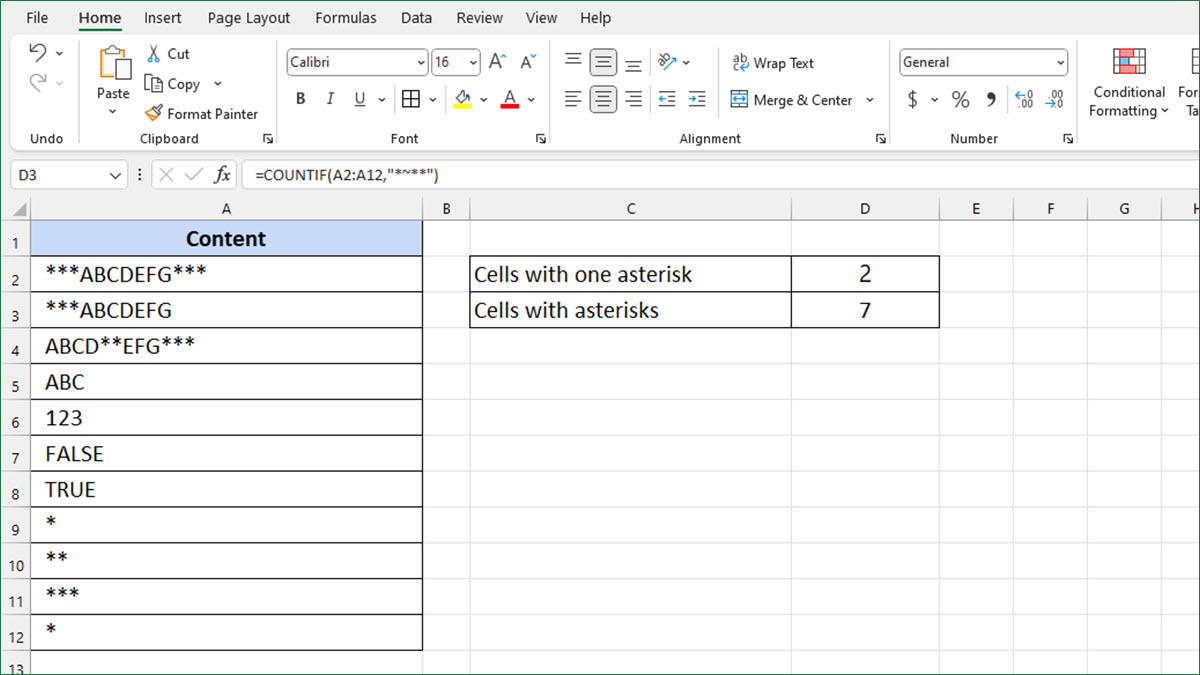 how-to-count-cells-with-asterisks-excelnotes