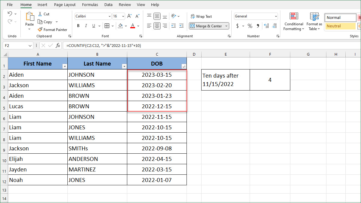 how-to-count-cells-10-days-after-a-date-excelnotes