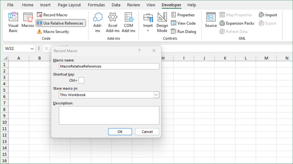 Macro Using Relative Reference? - ExcelNotes